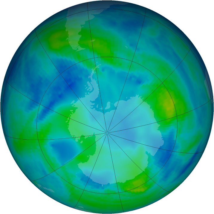Antarctic ozone map for 08 May 1993